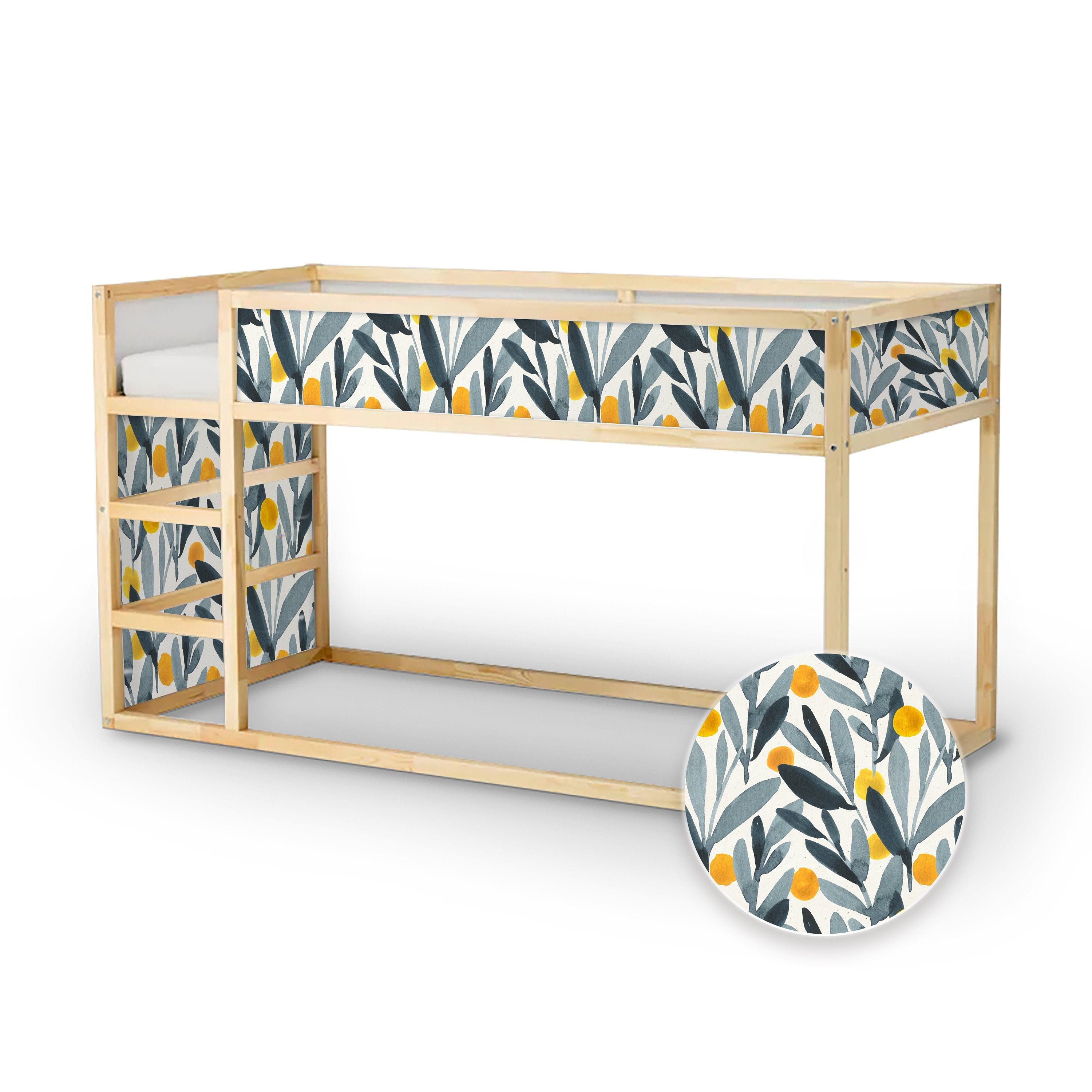 Decals for Kura Bed Ikea Watercolor Leaves Stripes Neutral Etsy