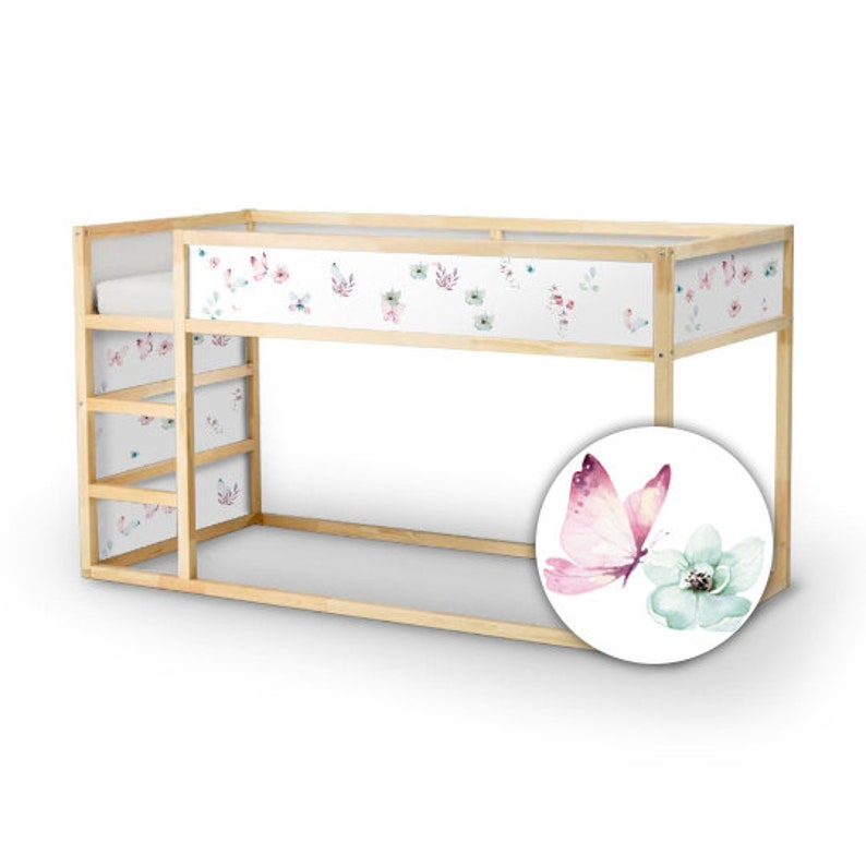 Decals for Kura Bed Watercolor Butterflies and Flowers for Etsy