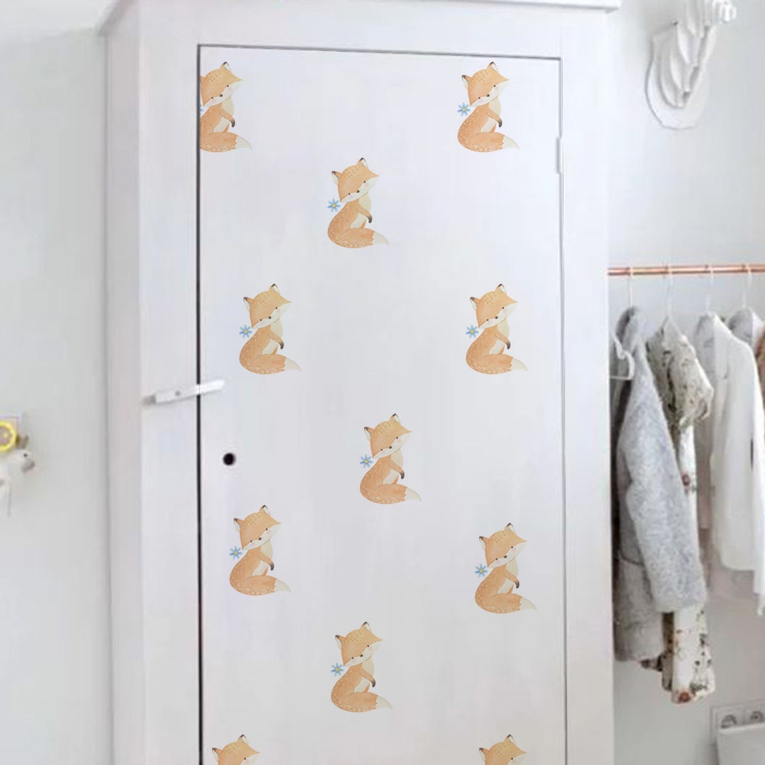 Woodland Fox Wall Decals for Kids Watercolor Wall Stickers Etsy