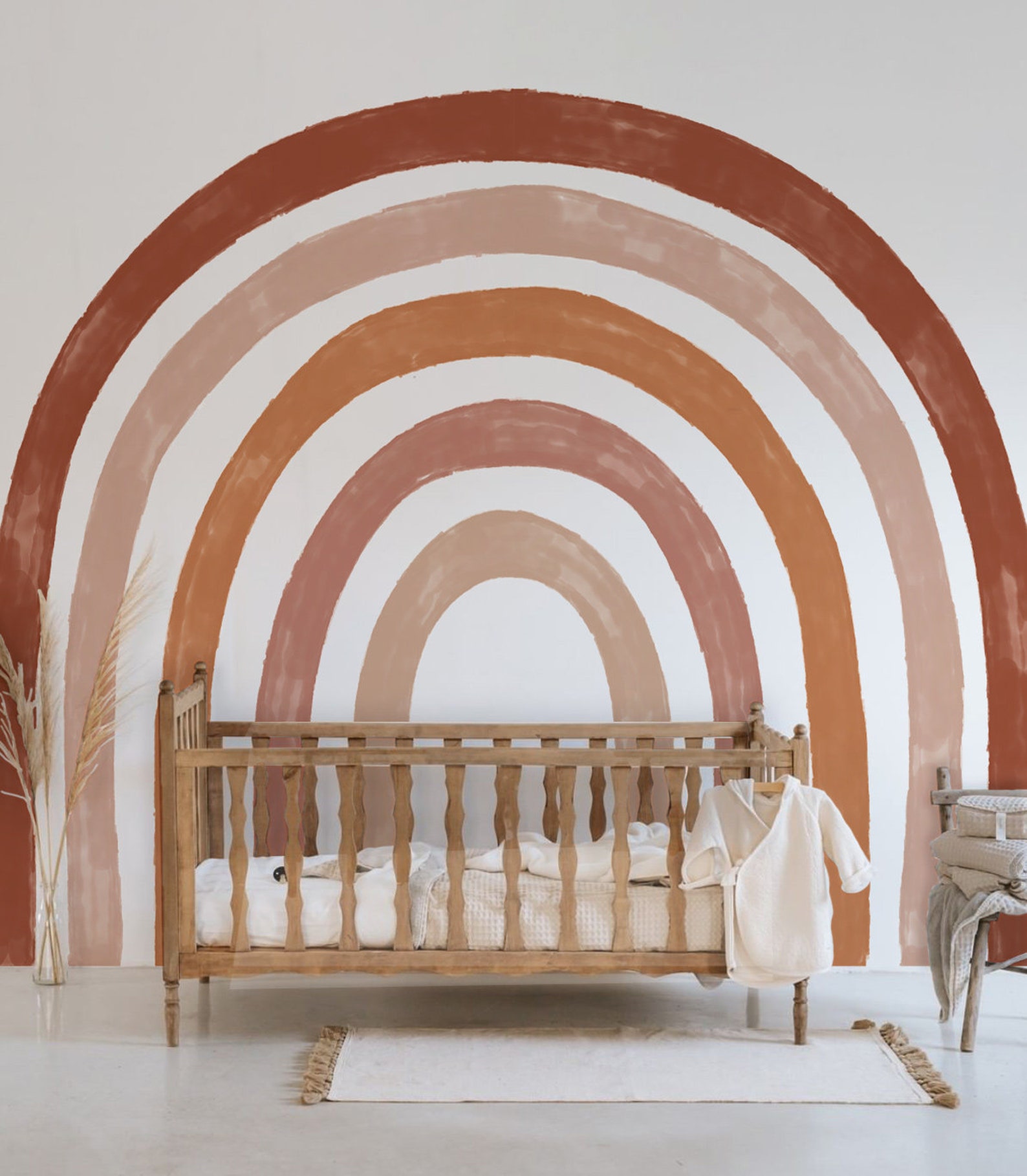 Large Boho Rainbow Wall Decal Watercolor Rainbow Nursery Wall Etsy