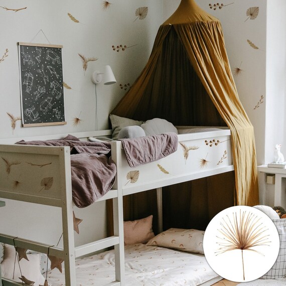 Boho Tropical Leaves Stickers IKEA Kura Bed Remodel Nursery Dry