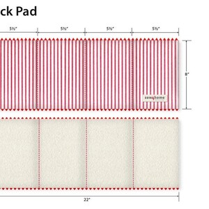 May include: A red and white striped fabric neck pad with a "sew4home" label. The pad is 22 inches wide and 8 inches tall.