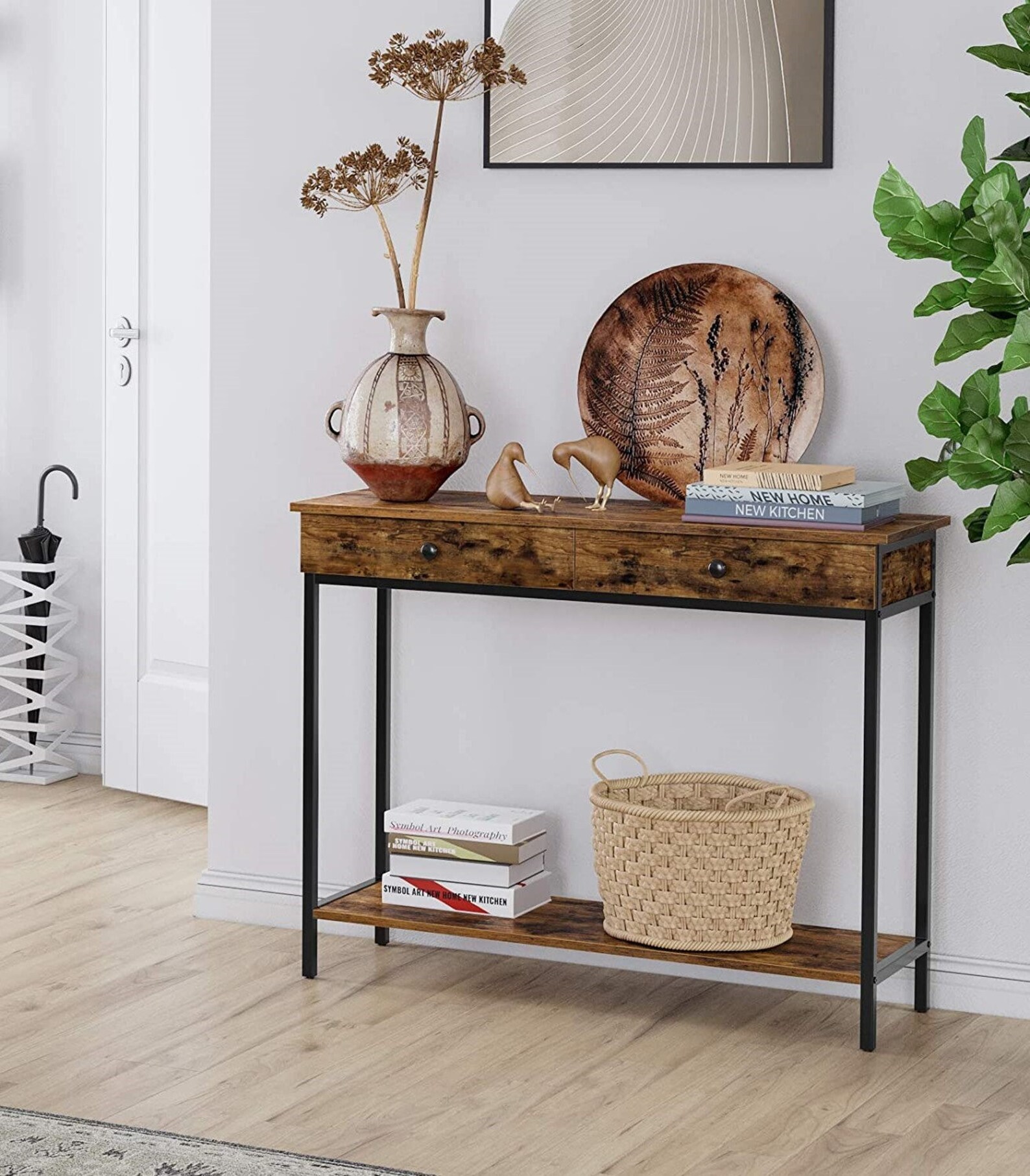 2021 Vintage Console Table Hallway Table 2 Drawers Sofa Etsy