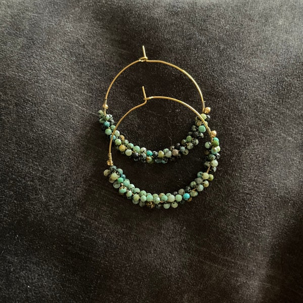 Stainless steel earrings made from fine natural African turquoise stones