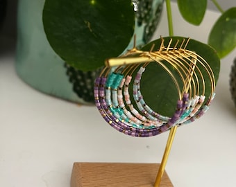 Stainless steel hoop earrings with Miyuki beads