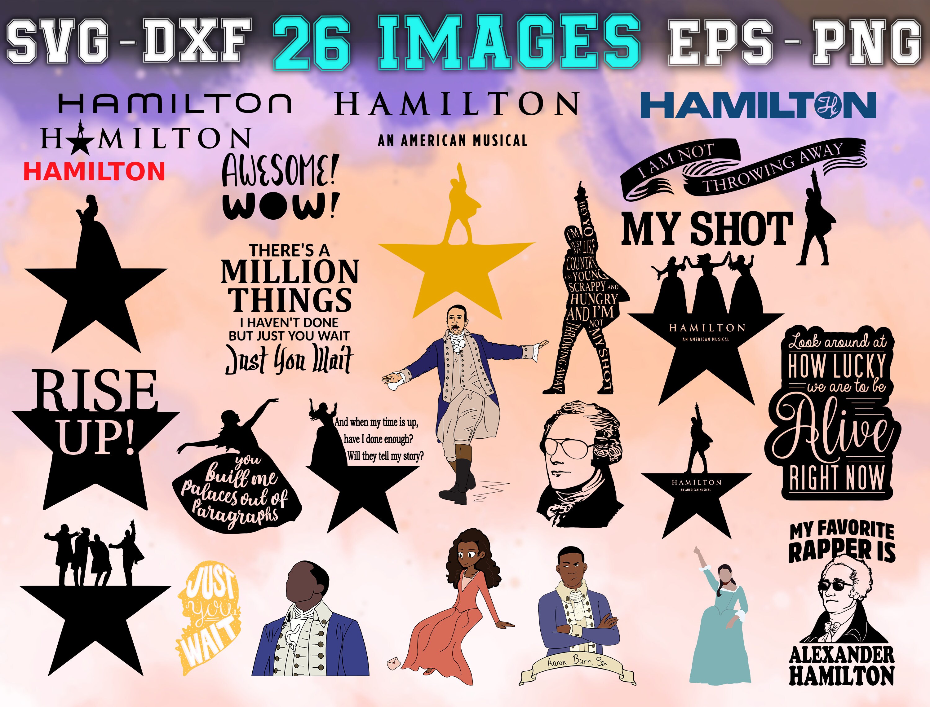 Bundle 26 Hamilton SVGSilhouette Cut FilesClipartBundle SVG | Etsy