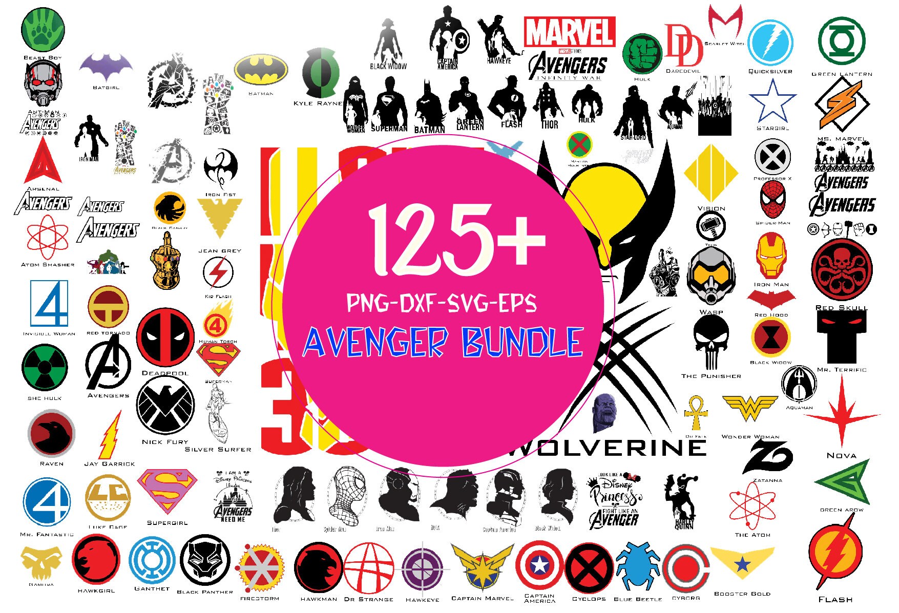 Download 125 Avengers SVG Bundle Silhouette Cut Files Clipart | Etsy
