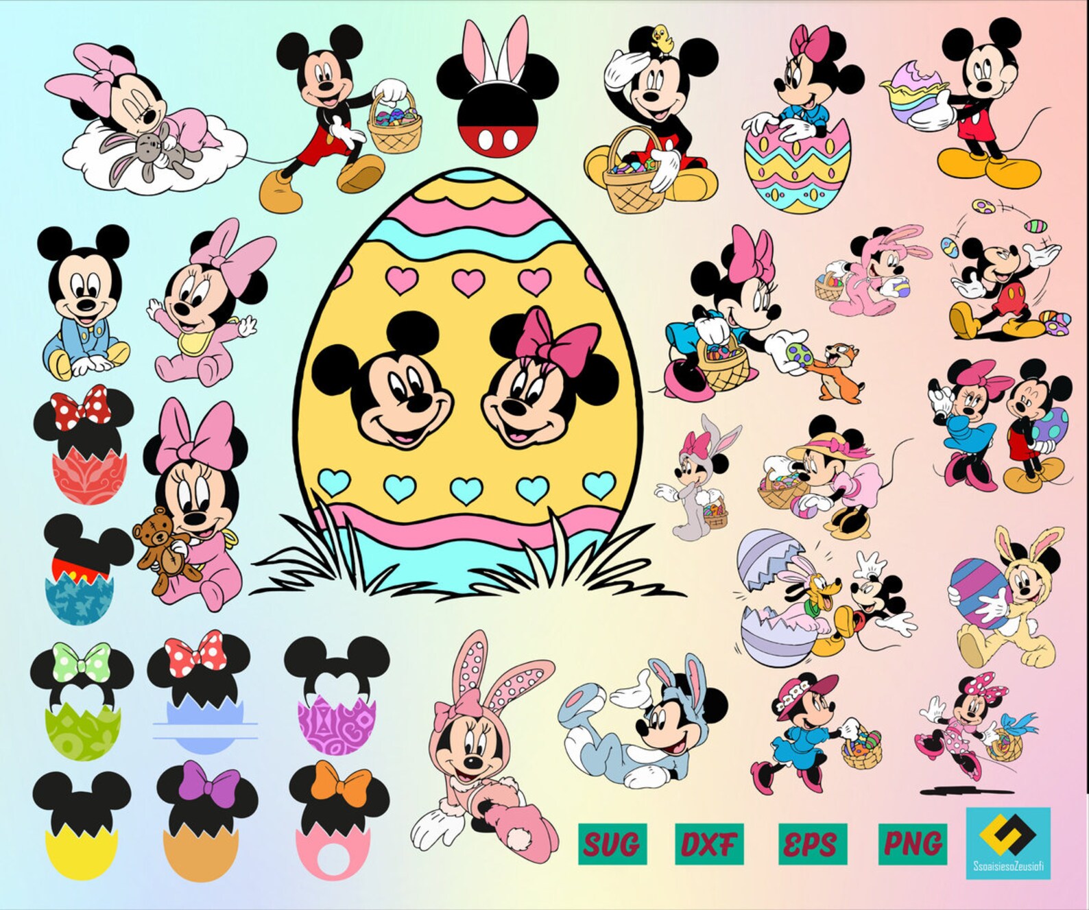 30Mickey Easter Disney SVG Bundle Silhouette Cut Files | Etsy