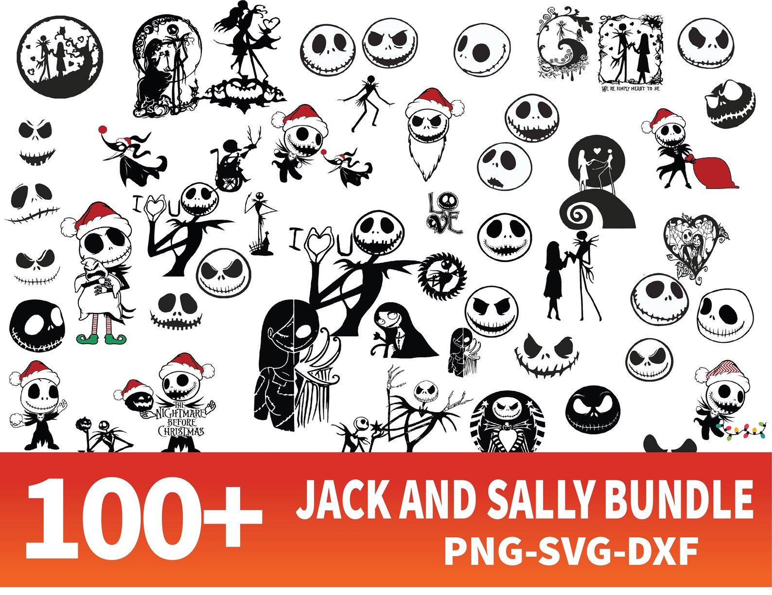 100 Jack And Sally SVG Bundle Silhouette Cut Files Clipart | Etsy