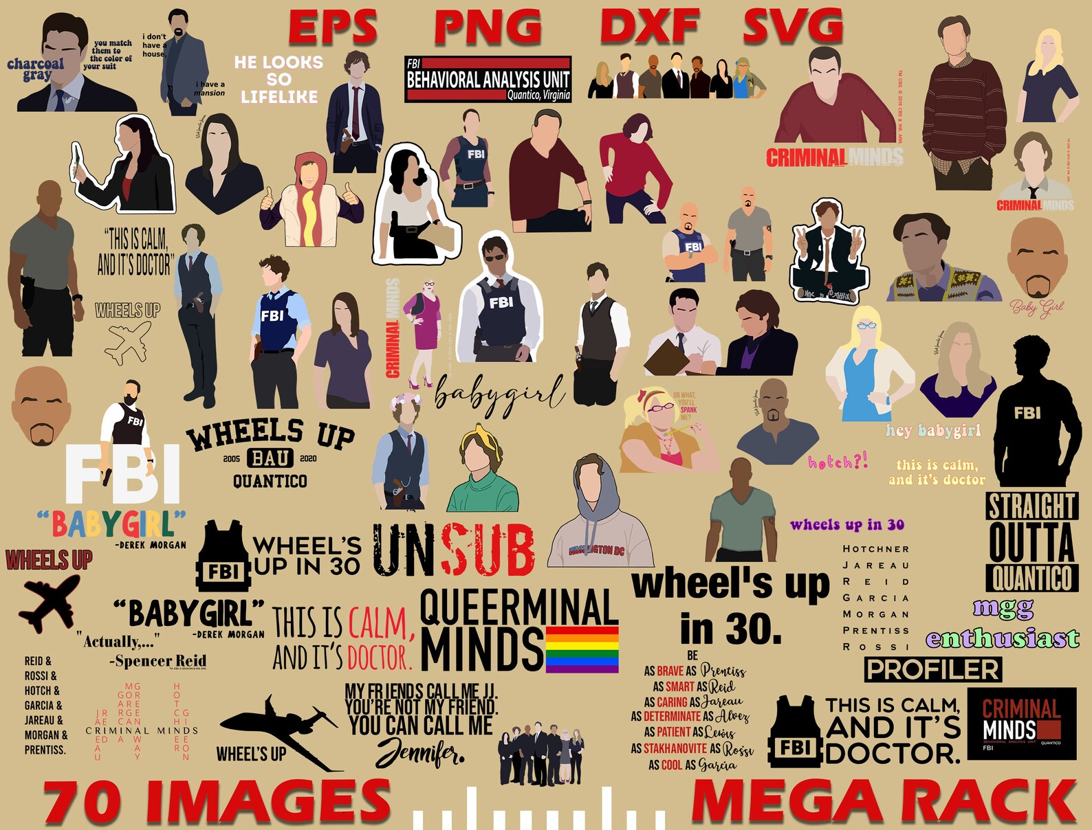 70 Criminal Minds SVG Bundle Silhouette Cut Files Clipart | Etsy