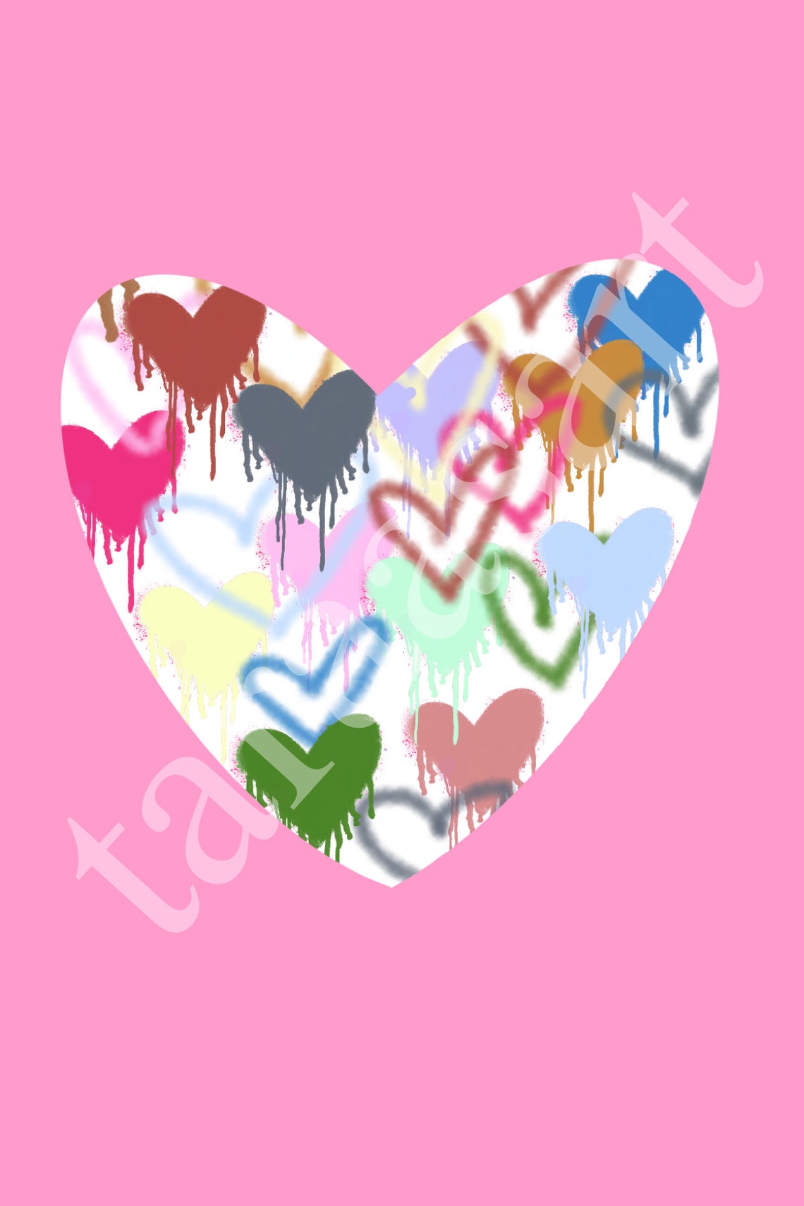 Pink Graffiti Heart Wall Art digital Download Etsy