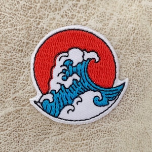 Japan wave ijzer op patch, Japan wave Patches, Patches ijzer op, geborduurde Patch Iron, Patches voor jas, Logo Back Patch,