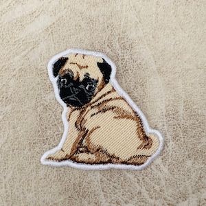 Pug hond Iron on patch, Patches, Pug patches ijzer op, geborduurde Patch Iron, Patches voor Jas, Logo Back Patch,