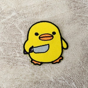Eend met mes Strijken op patch, Patches, eend patches ijzer op, geborduurd Patch Iron, Patches voor jas, Logo Back Patch,