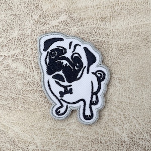 Pug dog Iron on patch, Patches, Pug patches iron on ,Embroidered Patch Iron, Patches For Jacket ,Logo Back Patch,