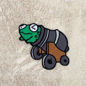 Kikker kanon Iron on patch, Patches, Kikker patches ijzer op, geborduurde Patch Iron, Patches voor jas, Logo Back Patch,