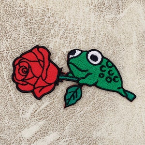 Kikker romantiek Iron on patch, Patches, Frog patches ijzer op, geborduurde Patch Iron, Patches voor jas, Logo Back Patch,