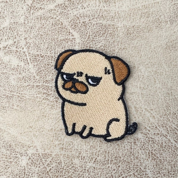 Pug dog Iron on patch, Patches, Pug patches iron on ,Embroidered Patch Iron, Patches For Jacket ,Logo Back Patch,