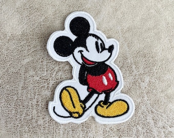 Mickey Embroidered Iron-On Patch, Cartoon Applique (3x2.25)