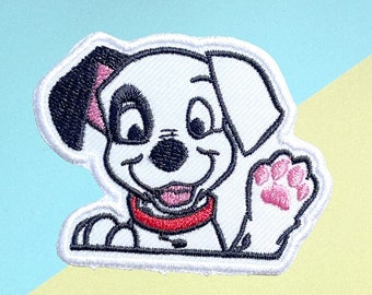 ダルメシアンのアイロンパッチ、パッチ、かわいい犬のアイロンパッチ、刺繍パッチアイロン、ジャケット用パッチ、ロゴバックパッチ、