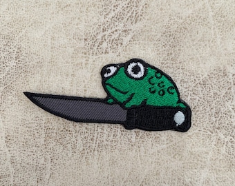 Frosch Messer Bügelflicken, Patches, Frosch Patches Bügeleisen, Patches für Jacke, Logo Back Patch,