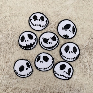 Set 8 Jack Iron op patch, nachtmerrie voor Kerstmis Patches, Patches ijzer op, geborduurde Patch Iron, Patches Voor Jas, Logo Back Patch,