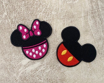 Mickey en Minnie Mouse geborduurde opstrijkpatches