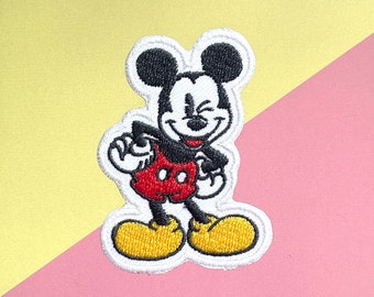 Mickey Mouse Embroidered Iron-On Patch, Cartoon Applique