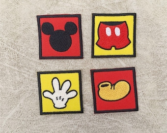 4pc Mickey Mouse Embroidered Iron-On Patches