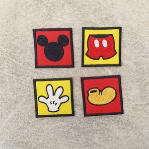 4Stk Mickey Patches Bügeln auf Mickey Bügeleisen, Patches für Jacke, Logo Back Patch, Patches für Mützen Patches