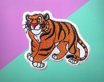 Rajah Tiger Embroidered Iron-On Patch: Jacket Back Patch (2.5"x 2.5")