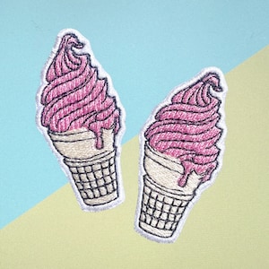 2 szt. Lody żelazko na łacie, Lody, Lody łaty żelazko na łacie, Haftowane żelazko na łacie, Naszywki na kurtkę, Logo na plecach,