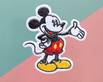 Mickey Mouse Embroidered Iron-On Patch, Cartoon Applique