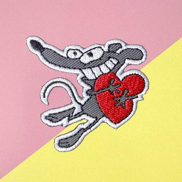 Rat whit love iron on patch, Rat Patches, Cartoon Patches iron on, Embroidered Patch Iron, Patches For Jacket,Logo Back Patch,