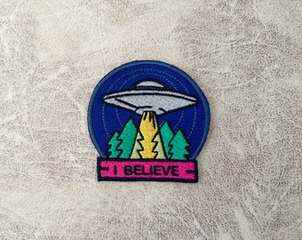 Area 51 UFO Embroidered Patch: Travel Iron-On Applique (2.5"x 2.5")