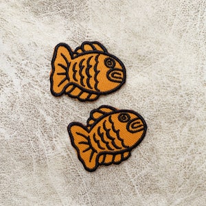 Set 2 pc Taiyaki Iron on patch, Patches, Patches iron on ,Embroidered Patch Iron, Patches For Jacket ,Logo Back Patch,