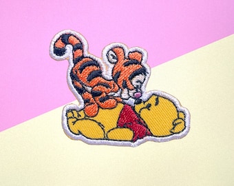 Pooh and Tigger Embroidered Iron-On Patch (2"x2")