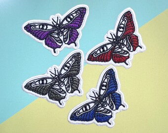 Embroidered Butterfly Iron-On Patch, Jacket Applique (1.75x2.75)