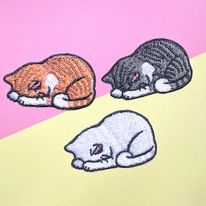 2 Stück süße Katze Aufbügler, Patches, Katze Aufbügler, gestickte Aufbügler Eisen, Patches für Jacke, Logo Back Patch,
