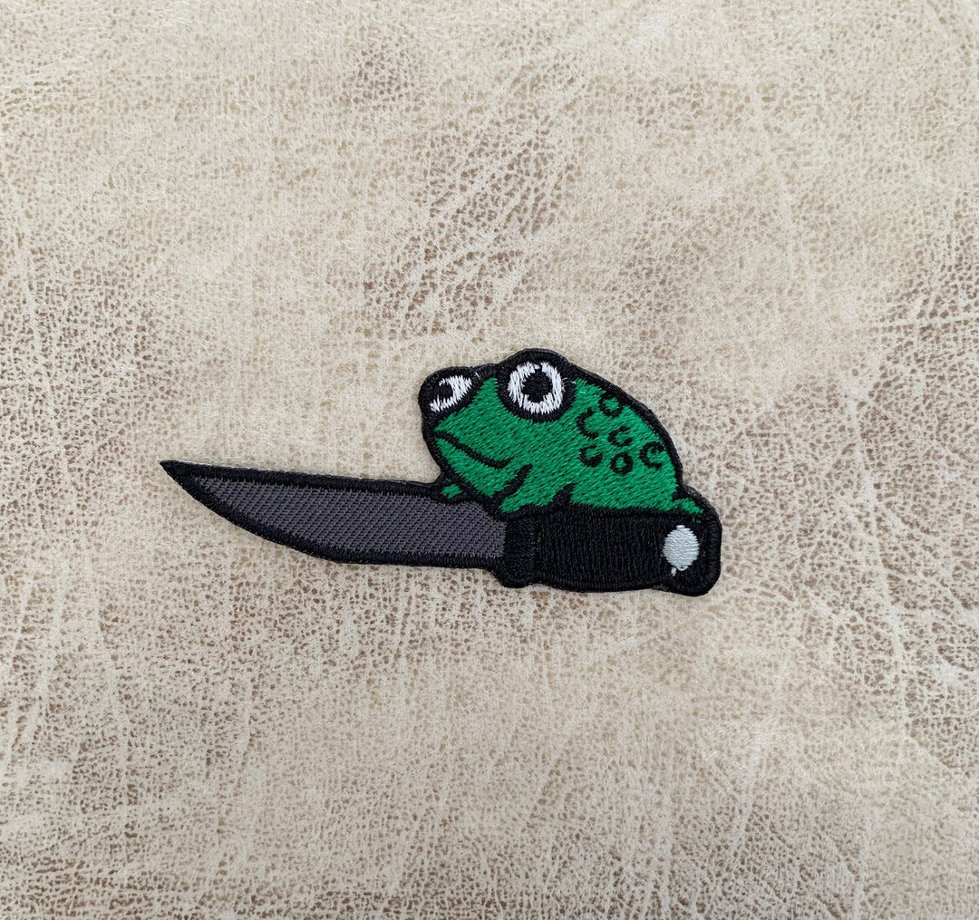 Frog Knife Iron on patch, Patches, Frog patches iron on ,Embroidered Patch Iron, Patches For Jacket ,Logo Back Patch,
