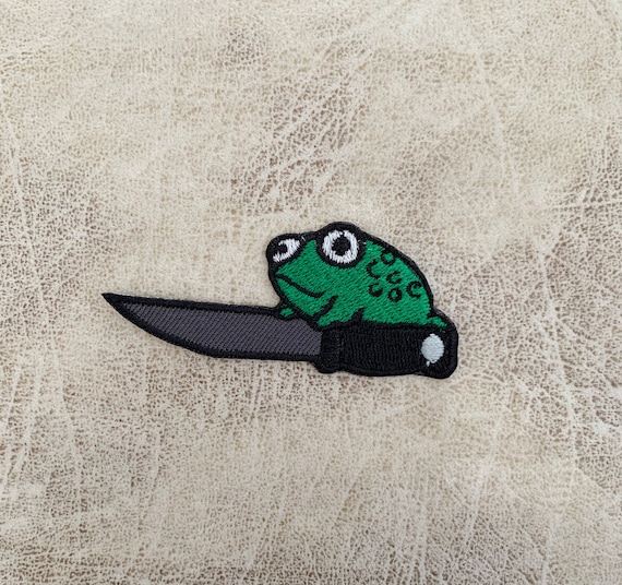 Frog Knife Iron on Patch, Patches, Frog Patches Iron on