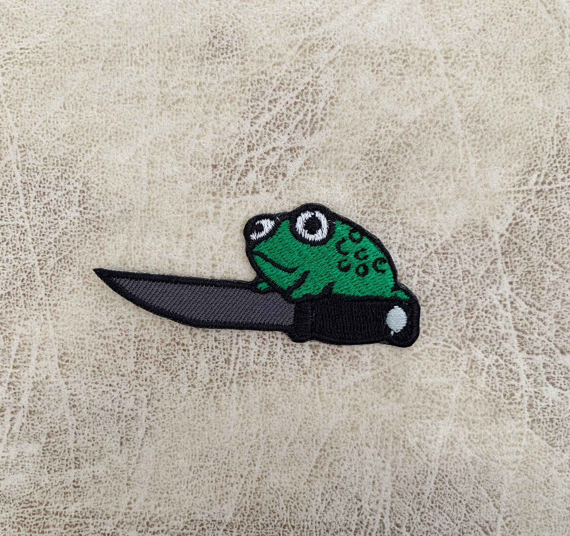 Frog Knife Iron on patch, Patches, Frog patches iron on ,Embroidered …