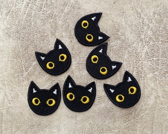 Set 2 pc Black cat Iron on patch, Patches, Patches iron on ,Embroidered Patch Iron, Patches For Jacket ,Logo Back Patch,