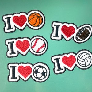 Ich liebe Sport Aufnäher, Fußball Patches, Sport Patches Bügeln, Bestickter Aufnäher Bügeleisen, Aufnäher für Jacke, Logo Back Patch,