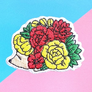 Flower Hedgehog Iron on patch, Patches, Flower patches iron on, Geborduurd Patch Iron, Patches voor jas, Logo Back Patch,