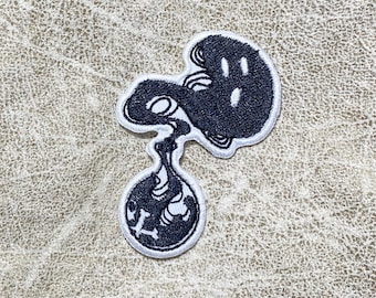 Ghost Bottle Embroidered Iron On Patch, Halloween Applique