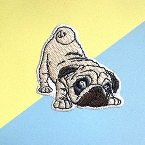 Niedlicher Mops Aufbügler, Hund Patches, Stitch Patches Aufbügler, gestickter Aufnäher Eisen, Patches für Jacke, Logo Back Patch,