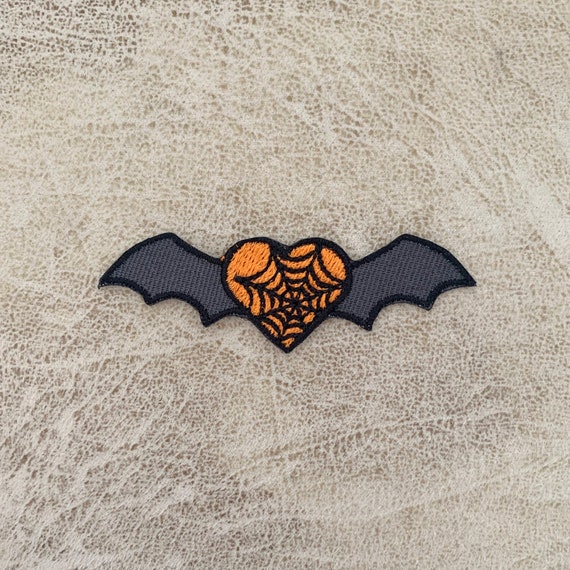 Bat heart Iron on patch, Patches, Bat heart patches iron on ,Embroidered  Patch Iron, Patches For Jacket ,Logo Back Patch