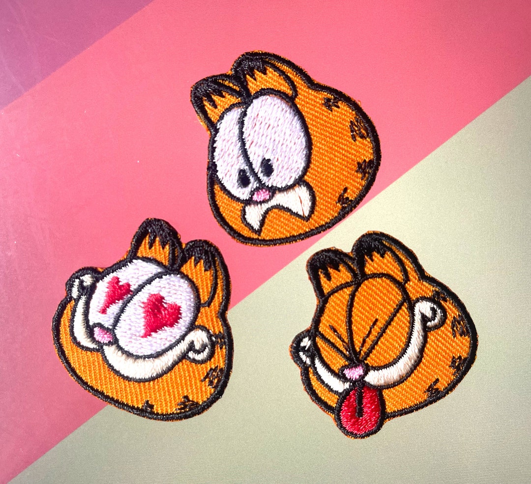 Garfield Patch 3pc Garfield Embroidered Iron-on Patch Set - Etsy