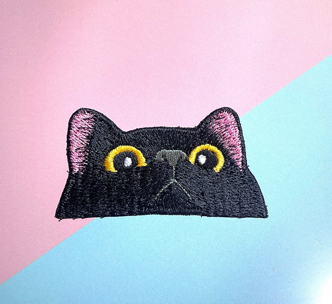 Cute Black Cat Iron on Patch, Patches, Cute Cat Patches Iron on